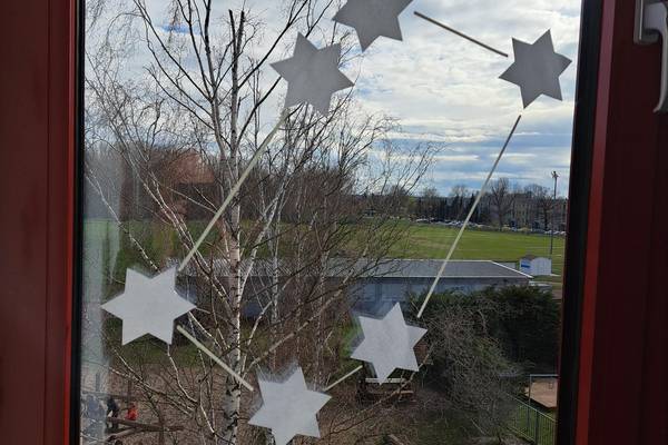 Sternbilder an den Fenstern der Grundschule © Ronny Krimm
